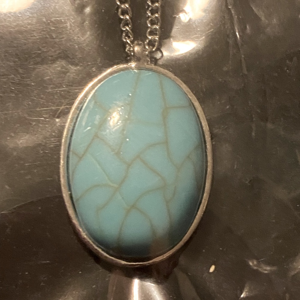 New! Turquoise triple layer long pendant necklace